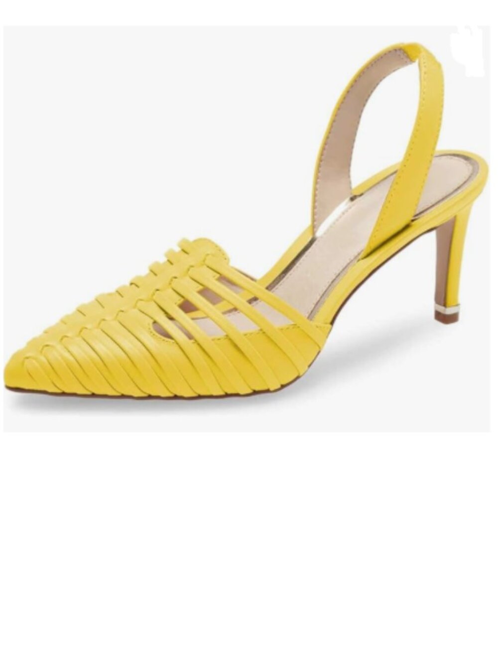 FSJ Bright Yellow High Heels Pumps Pointed Toe Slingback Sandal Comfy Dress Shoe